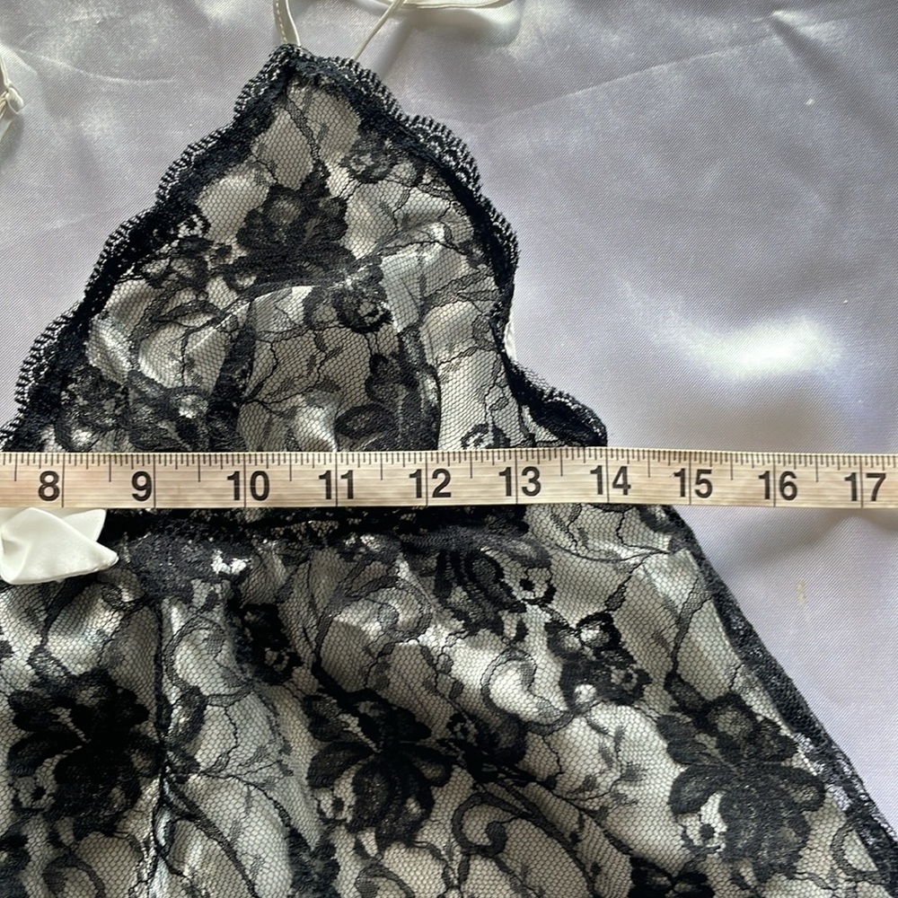 Victorias Secret Babydoll Black Lace & Satin Cami Nightie & Panty Lingerie Set - Picture 10 of 16